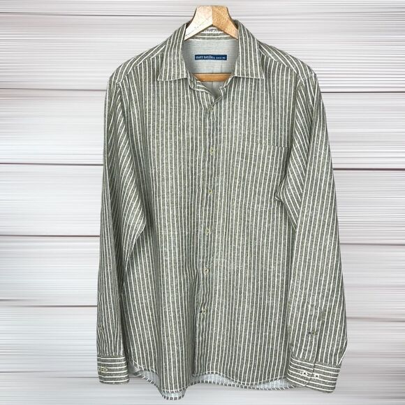 Matt Totillo Linen - Cotton Blend Button Down Shirt Striped, Long Sleeves - Picture 2 of 11
